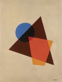 Composition with transparent red, brown and blue, 1920. Private Collection.