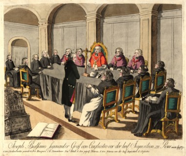 Joseph Balsamo, comte de Cagliostro, before the Inquisition in Rome on April 14, 1791, 1791. Private Collection.