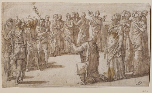 Augustus and the Tiburtine Sibyl, ca 1547. Found in the collection of Szepmuveszeti Muzeum, Budapest.