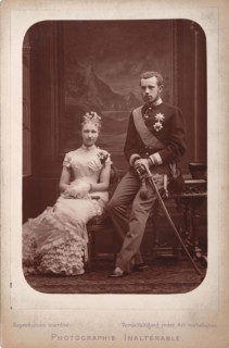 Crown Prince Rudolf with Princess Stephanie of Belgium on the occasion of their engagement in the Castle of Laeken on 7 March 18, 1880. Private Collection.