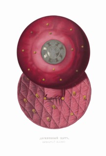 Wooden round shield. From the Antiquities of the Russian State, 1849-1853. Private Collection.