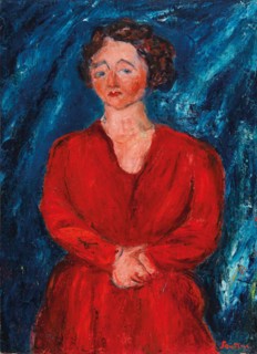La Femme en rouge au fond bleu, ca 1928. Private Collection.