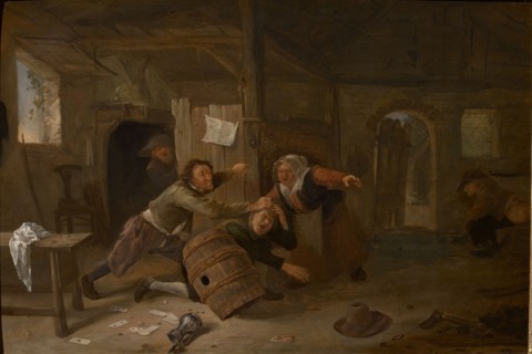Fighting peasants, before 1678. Found in the collection of Stedelijk Museum Wuyts-Van Campen en Baron Caroly, Lier.