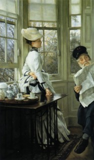 Reading the News , 1874. Private Collection.