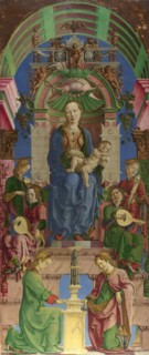The Virgin and Child enthroned, 1470s. Found in the collection of National Gallery, London.