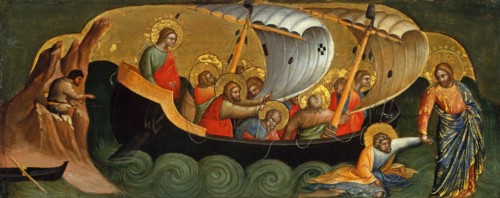 Christ Rescuing Peter from Drowning (Predella Panel), ca 1370. Found in the collection of Staatliche Museen, Berlin.