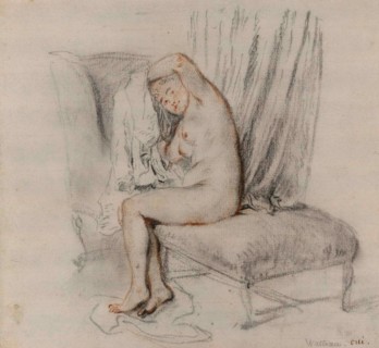 Femme nue enlevant sa chemise , ca 1717. Found in the collection of British Museum.