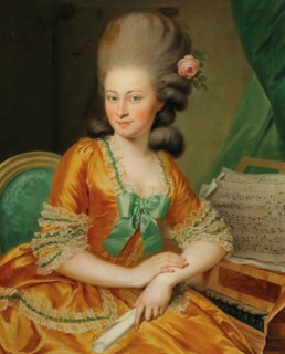 Portrait of a singer at the harpsichord. Private Collection.