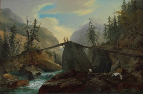 Wooden footbridge over the Lütschine near Gsteig, 1774. Found in the collection of Kunst Museum Winterthur.
