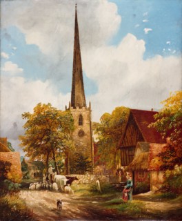Yardley Church and School, 1900. Yardley is now a district of the city of Birmingham.