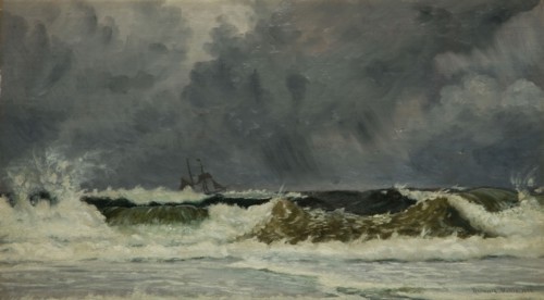 Rough Weather - The Coast Of Jutland, 1884. Sir Whitworth Wallis was the first Director of Birmingham Museum and Art Gallery from 1885.
