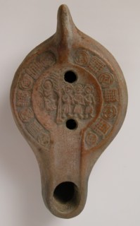 Lamp with the Three Hebrews before Nebuchadnezzar, Tunisia, 5th-6th century.