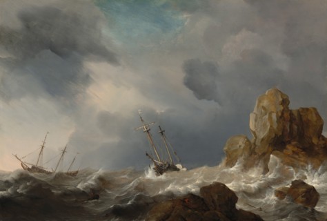 Ships in a Gale, 1660.