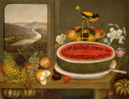 Fruit and Baltimore Oriole, 1858.