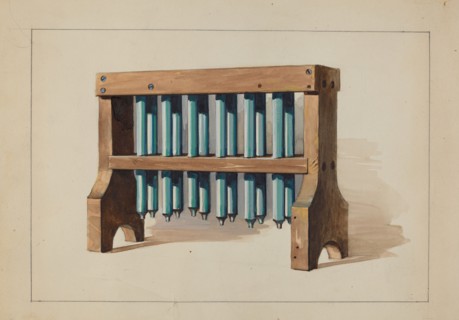 Rack with Candle Molds, c. 1935.