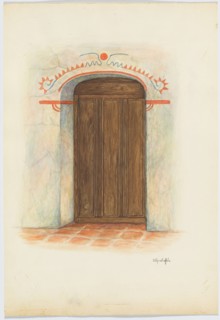 Restoration Drawing Wall Painting and Door, Facade Mission House, 1941.