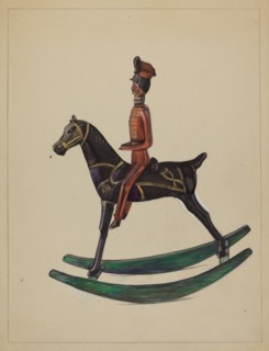 Toy Rocking Horse and Rider, c. 1936.