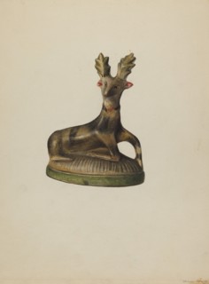 Pa. German Chalkware Deer, c. 1938. Creator: Mina Lowry.
