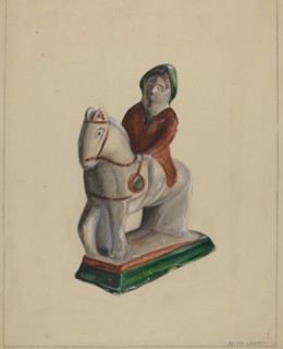Pa. German Chalkware Woman on Horse, c. 1936. Creator: Mina Lowry.