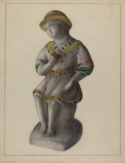 Pa. German Chalkware Shepherd Boy, c. 1937. Creator: Mina Lowry.