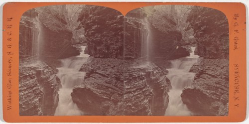 Watkins Glen Scenery, Rainbow Falls and Triple Cascades, c. 1860.