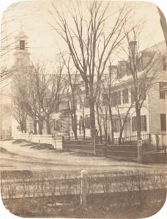 Dartmouth College Church, Professor Clement Long's House, President Nathan Lord's House, Sherman Nunnery, c. 1858.