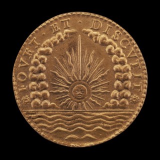 Radiant Sun among Clouds, above Sea [reverse], 17th century.