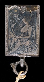 Seated Woman Turned Left, Holding a Flowering Branch.