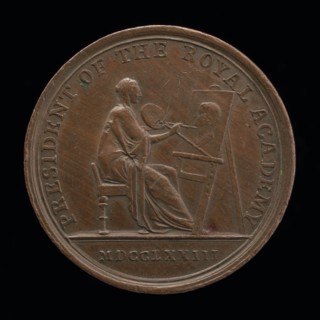 Personification of Painting at an Easel Portraying Sir Joshua Reynolds [reverse], 1773.