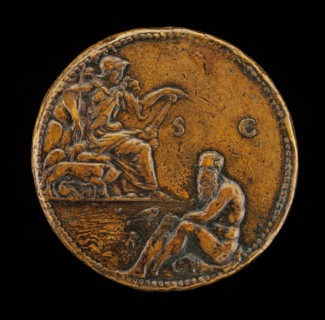 Roma with Wolf and Twins above the Tiber River [reverse], 1538.