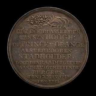 Inscription: William IV, Prince of Orange, Elected Stadtholder [obverse], 1747.