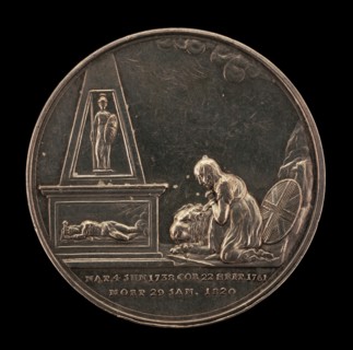 Britannia Grieving before Monument of the Stricken King, Guarded by Pallas [reverse], 1820.