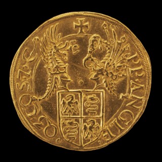 Shield with Two Crests [reverse], 16th century.