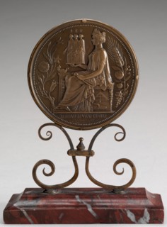 Architecture Holding Statues of Personifications of Structure, Form, and Color..., [obverse], designed 1843, awarded 1911.