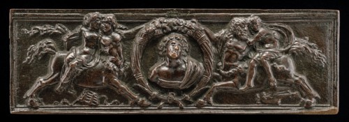 Front of a writing casket: Centaurs and Nymphs with Cornucopiae and Bust, c. 1500.