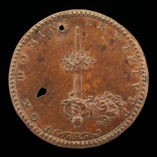 Hand Issuing from a Cloud, Holding a Flaming Sword [reverse], 1564.