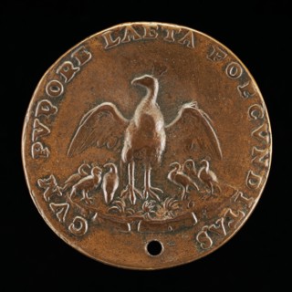 Pea-hen with Six Young [reverse], c. 1540.