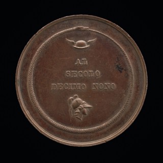 Ouroboros Encircling the Winged Helmet of Mercury and the Head of Athena [reverse], after 1823.