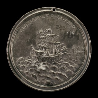 Ship and Fortified City [reverse], c. 1740s.
