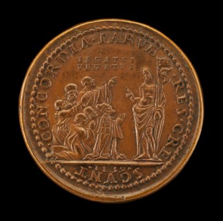 Pietro Lando, c. 1462-1545, Doge of Venice 1539, with Venetian Senators, Kneeling Before Christ [obverse], 1539.