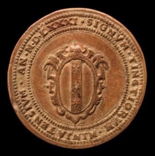 Coat of Arms and Inscription [reverse], 1581.