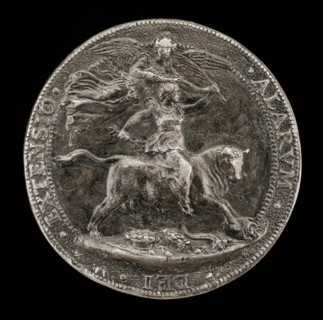 Angel Adorning a Female Figure Riding on a Bull [reverse].