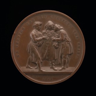 Canvassing for Votes (central scene from a painting by William Hogarth) [reverse], 1848.
