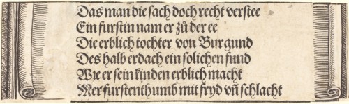 Printed text for "The Betrothal of Maximilian with Mary of Burgundy", 1515.