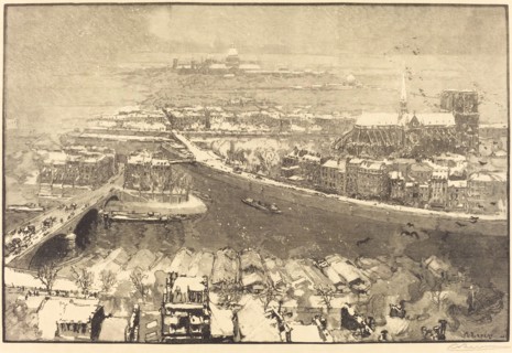 Paris under Snow, View from St.-Gervais (Paris sous la neige, vu du haut de St.-Gervaais), 1890.
