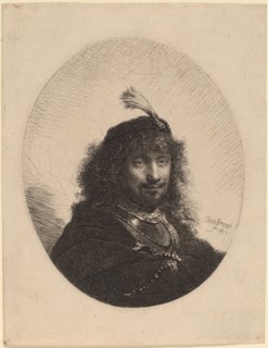 Self-Portrait (?) with Plumed Cap and Lowered Sabre, 1634.