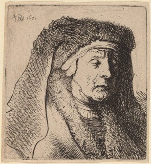 Bust of an Old Woman in a Furred Cloak and Heavy Headdress, 1631.