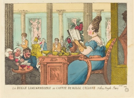 La Belle Liminaudière au Café des Mille Colonnes, Palais Royal, Paris, 1814.