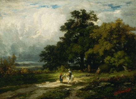 Untitled (man on horse with woman and dog).