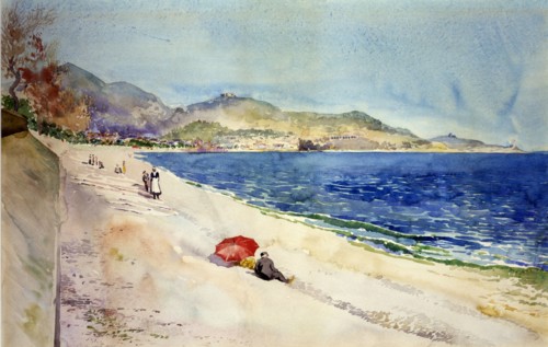 On the Beach below the Promenade des Anglais, Nice, France, 1898.